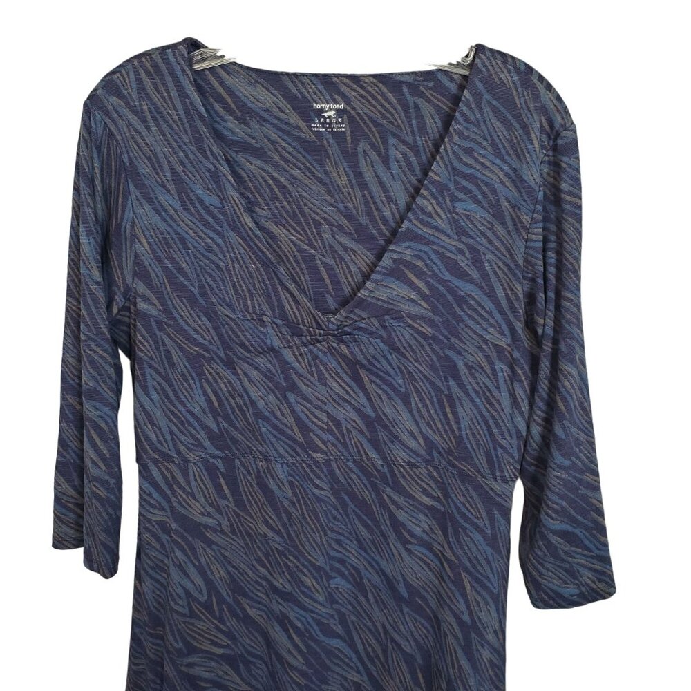 Horny Toad Size L Dress Rosa Linda Fulham A-line Ruched Pullover Organic Cotton - Picture 3 of 11